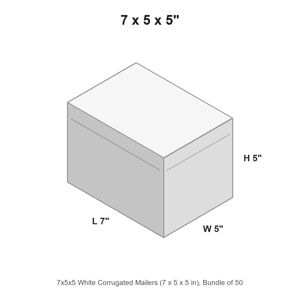 7x5x5 White Corrugated Mailers