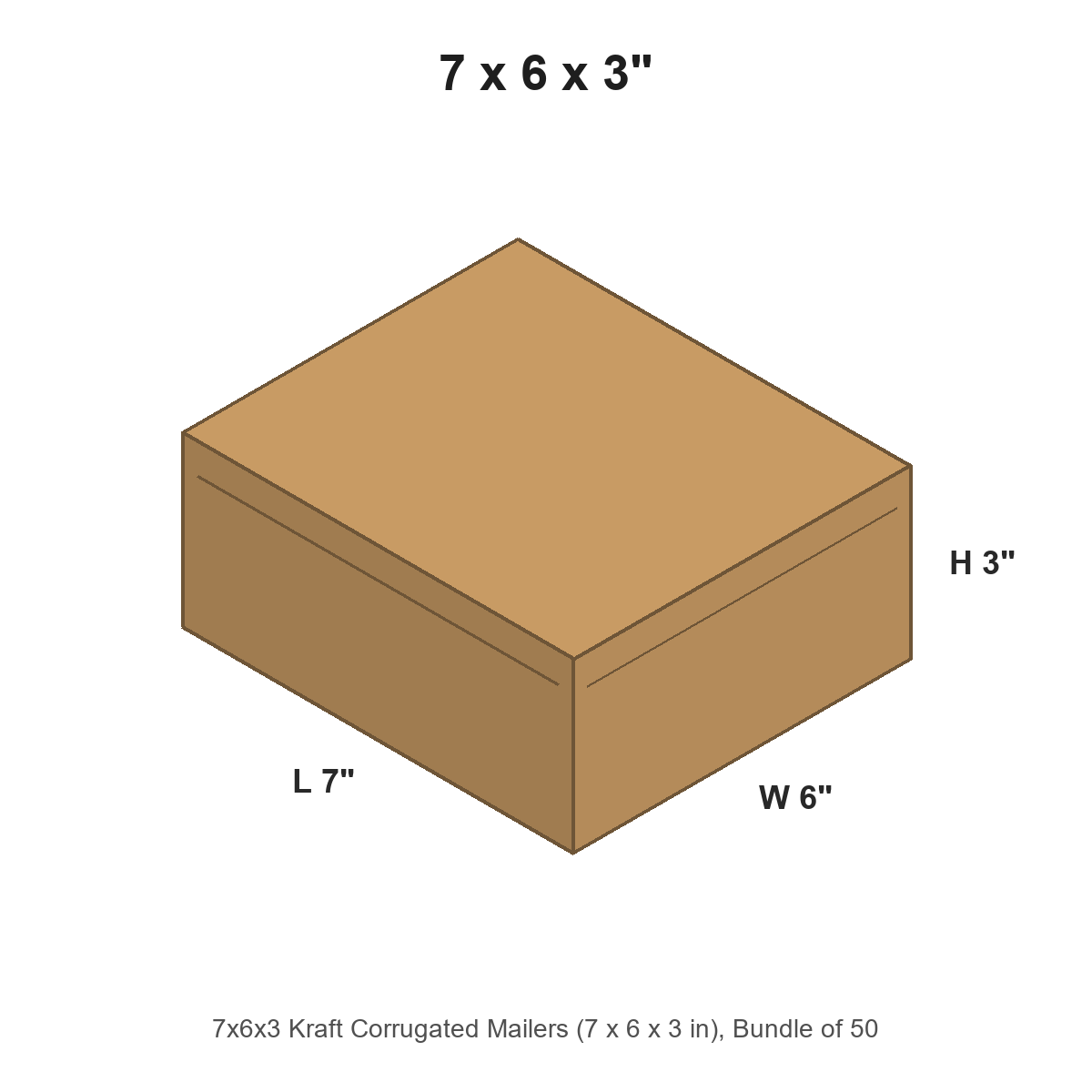 7x6x3 Kraft Corrugated Mailers
