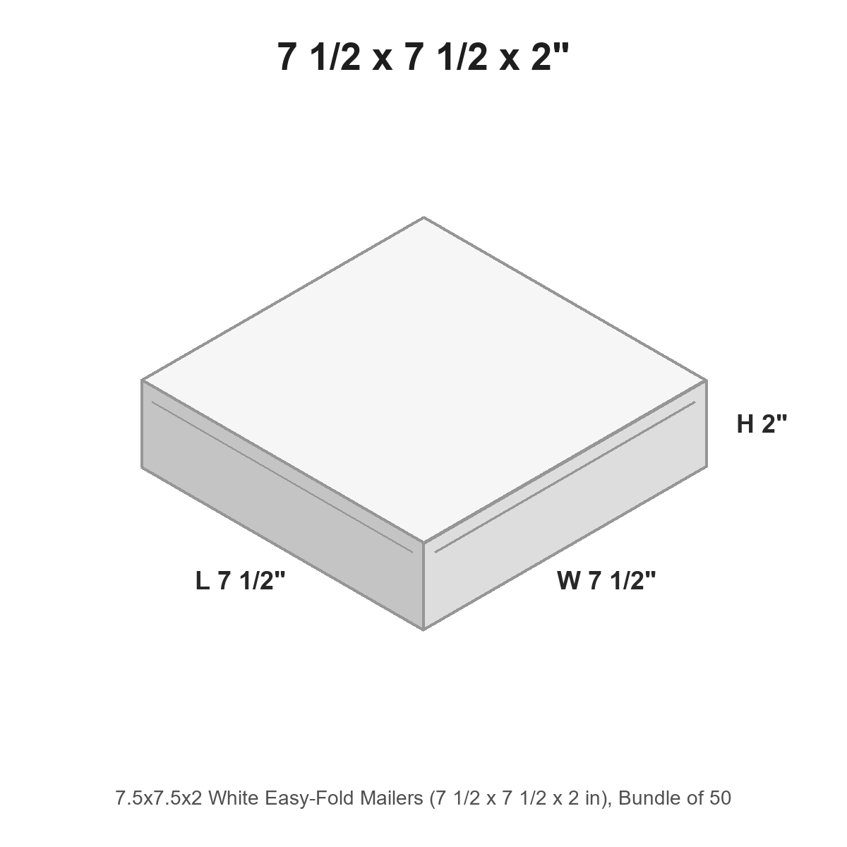 7.5x7.5x2 White Easy-Fold Mailers