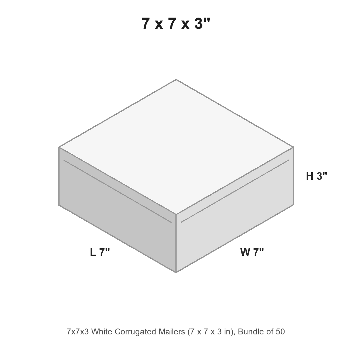 7x7x3 White Corrugated Mailers
