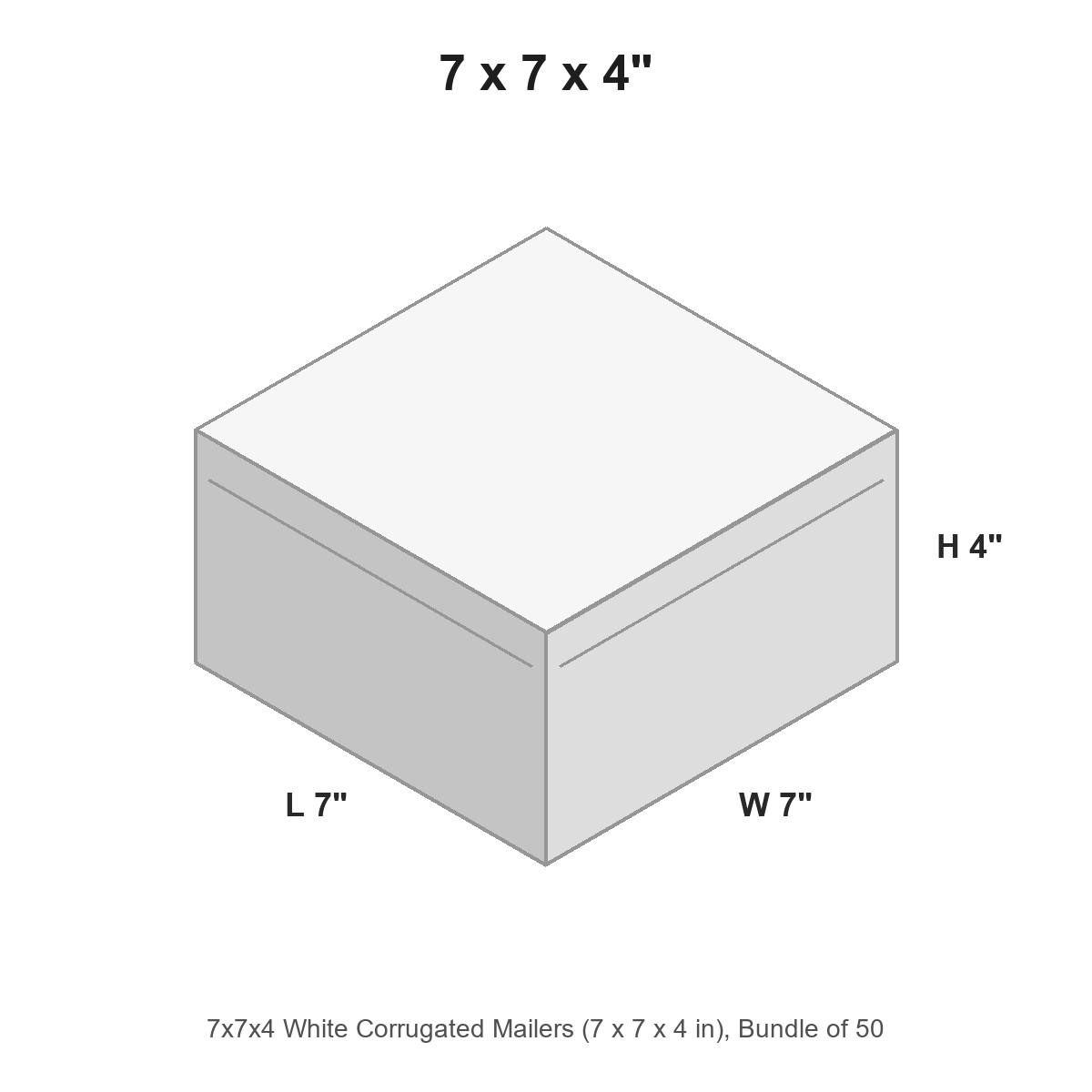 7x7x4 White Corrugated Mailers