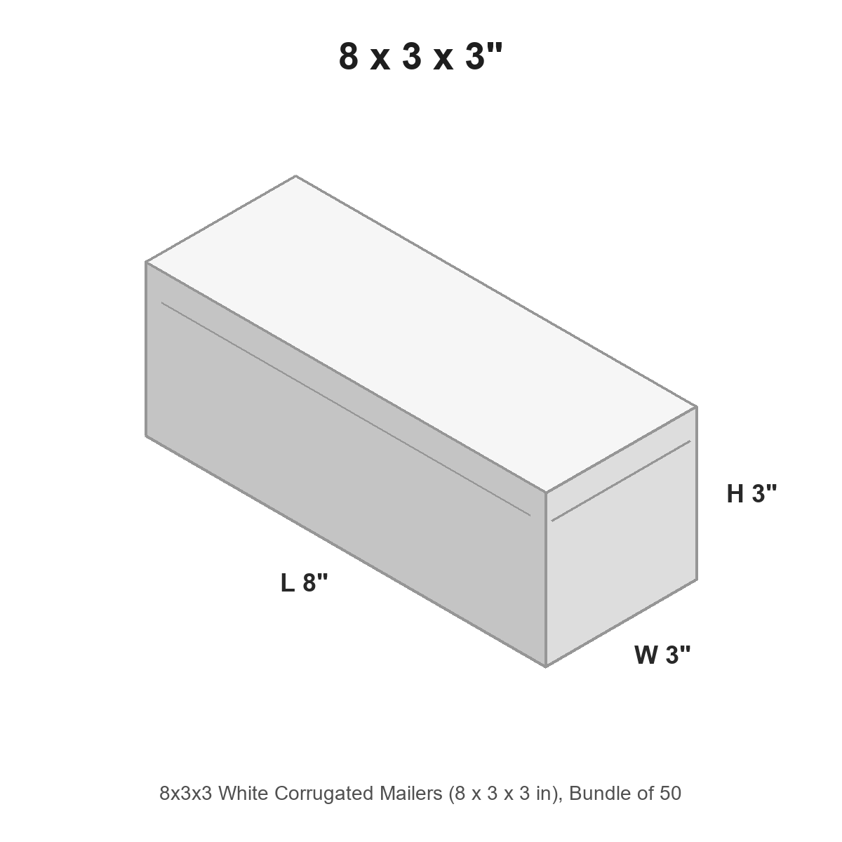 8x3x3 White Corrugated Mailers