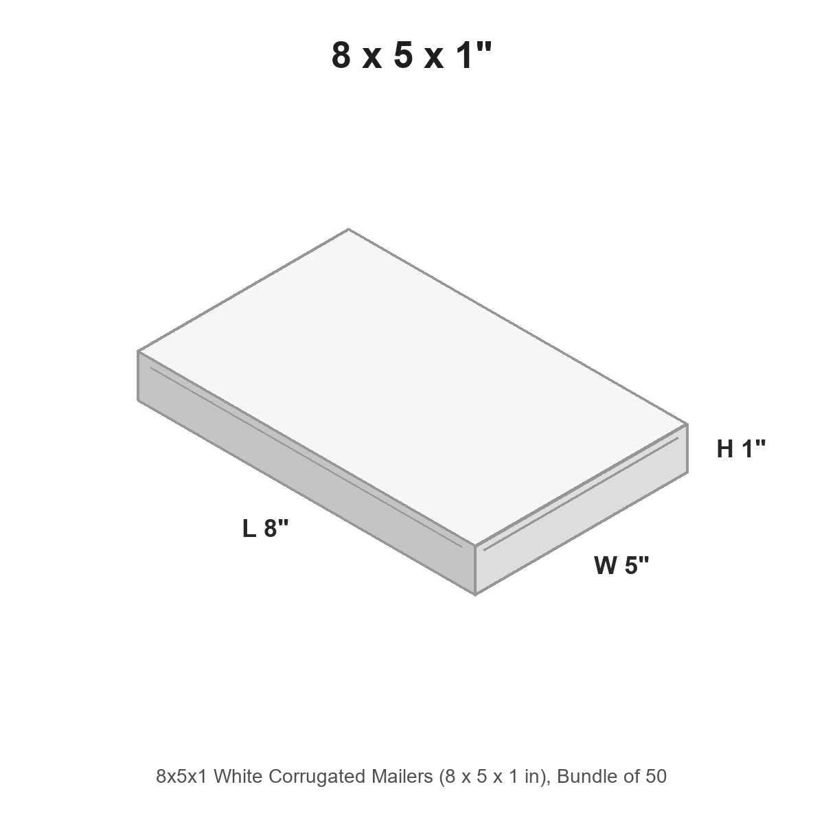 8x5x1 White Corrugated Mailers