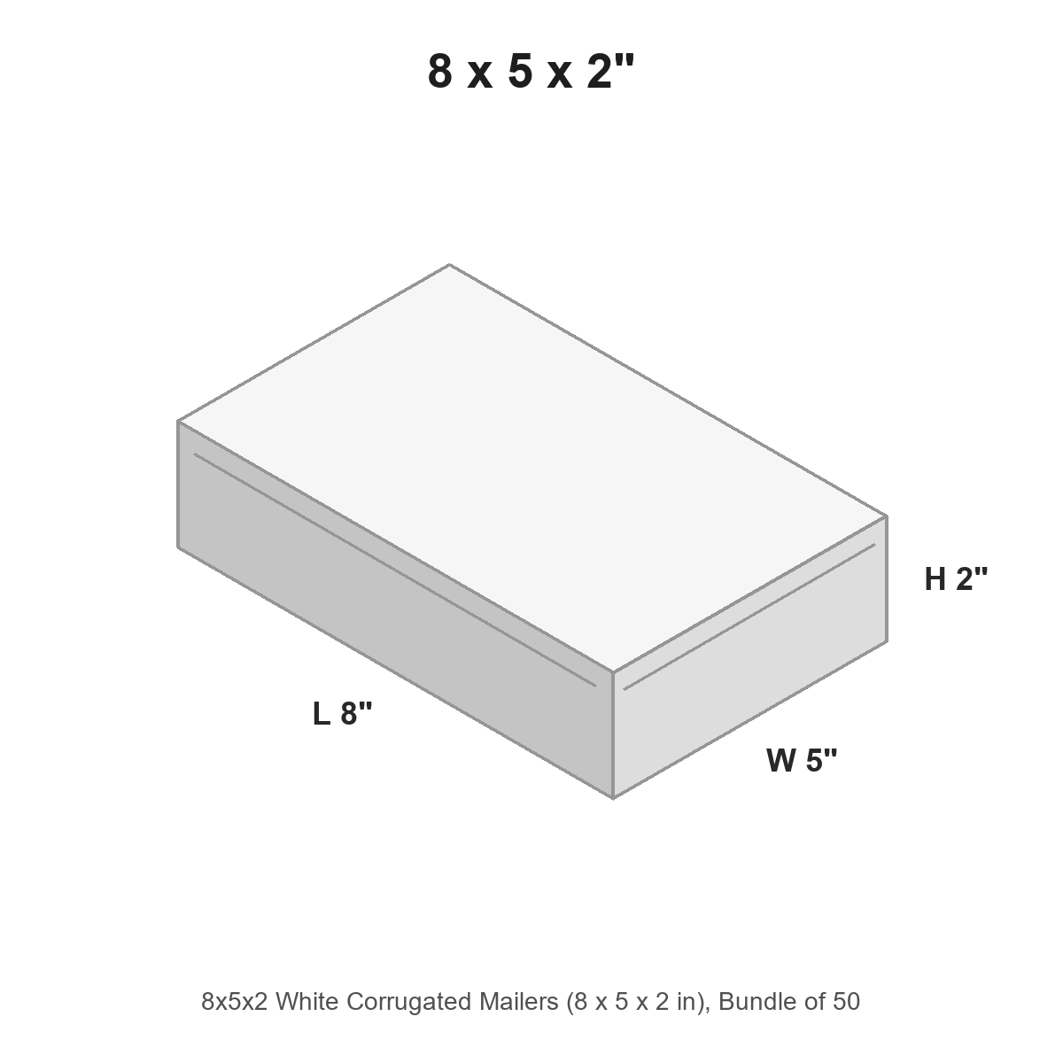 8x5x2 White Corrugated Mailers