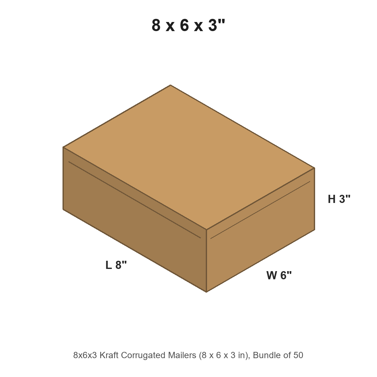 8x6x3 Kraft Corrugated Mailers
