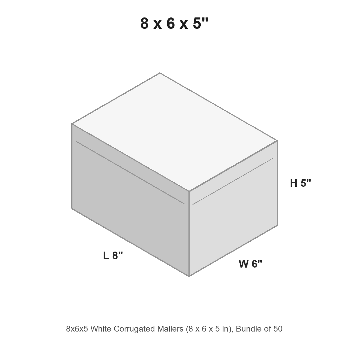 8x6x5 White Corrugated Mailers