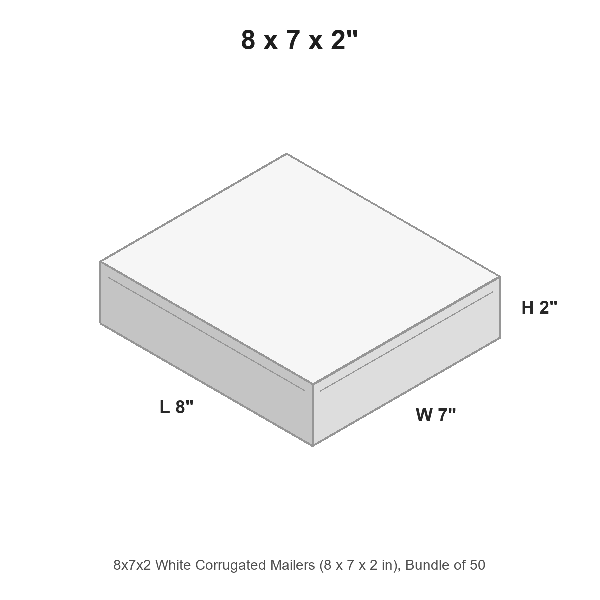 8x7x2 White Corrugated Mailers