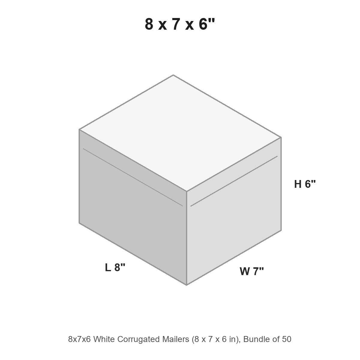 8x7x6 White Corrugated Mailers