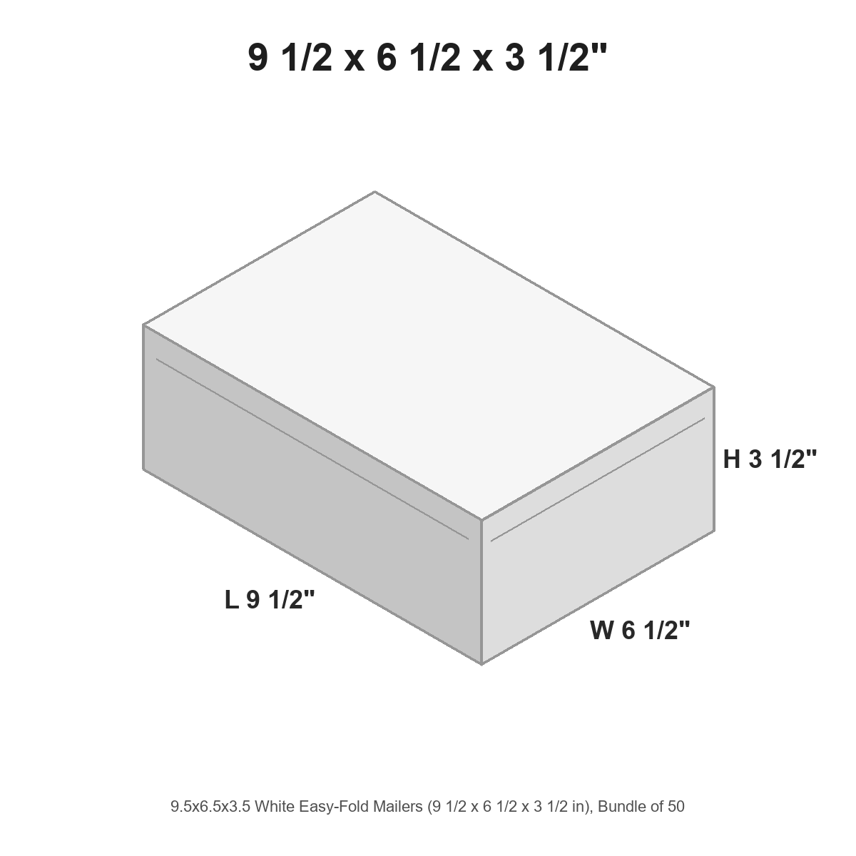 9.5x6.5x3.5 White Easy-Fold Mailers