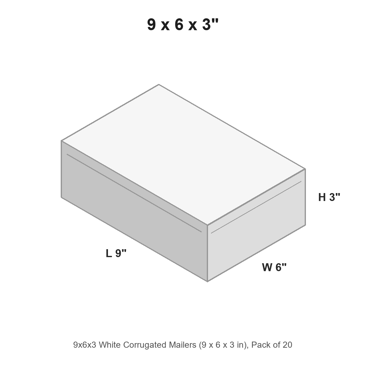9x6x3 White Corrugated Mailers