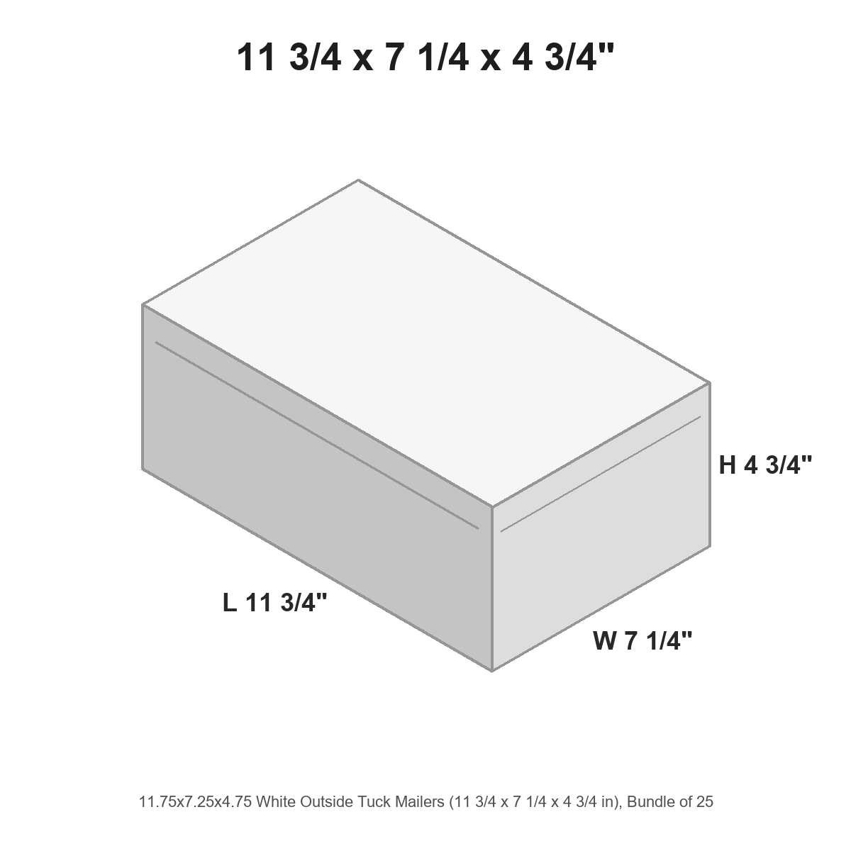 11.75x7.25x4.75 White Outside Tuck Mailers