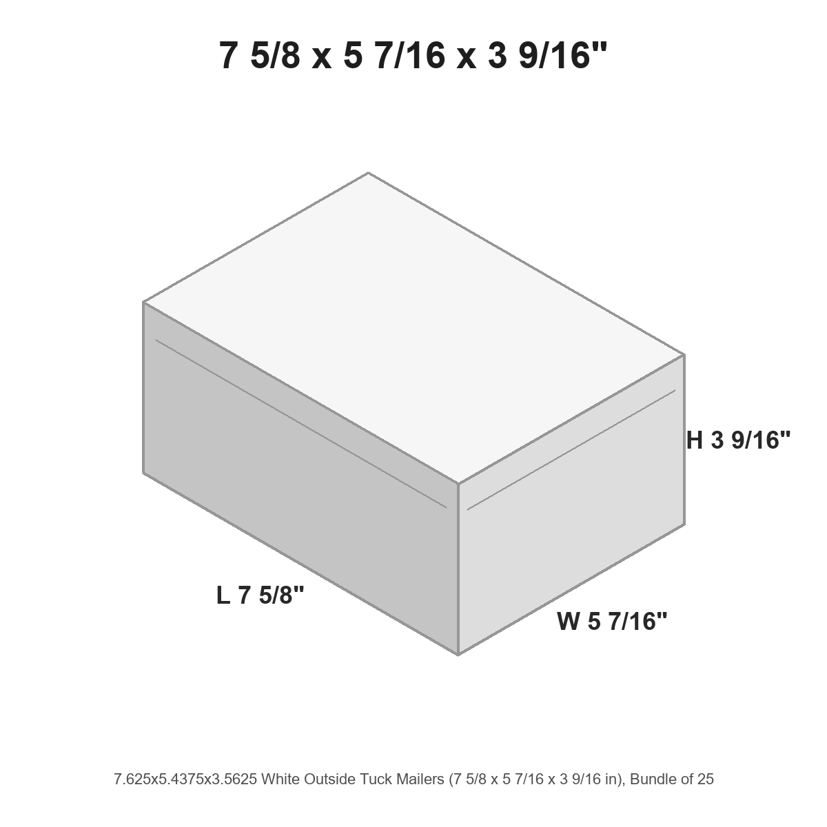 7.625x5.4375x3.5625 White Outside Tuck Mailers