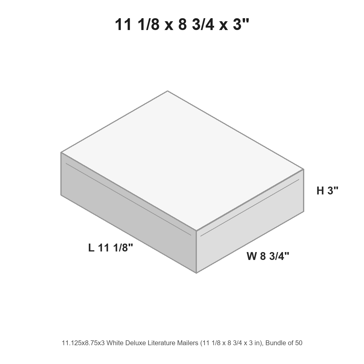 11.125x8.75x3 White Deluxe Literature Mailers