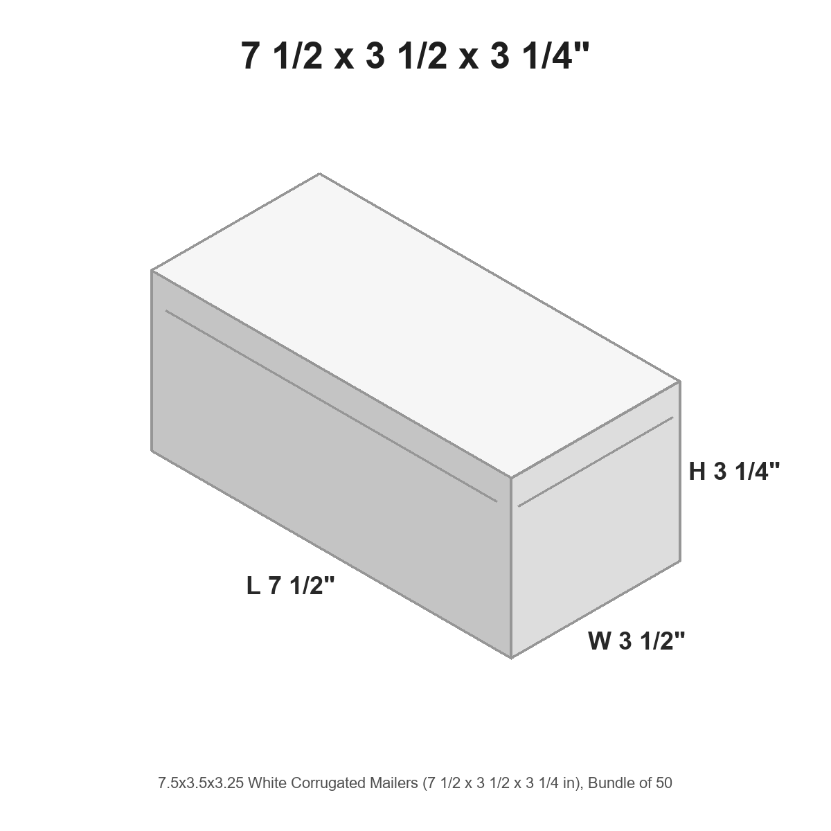 7.5x3.5x3.25 White Corrugated Mailers