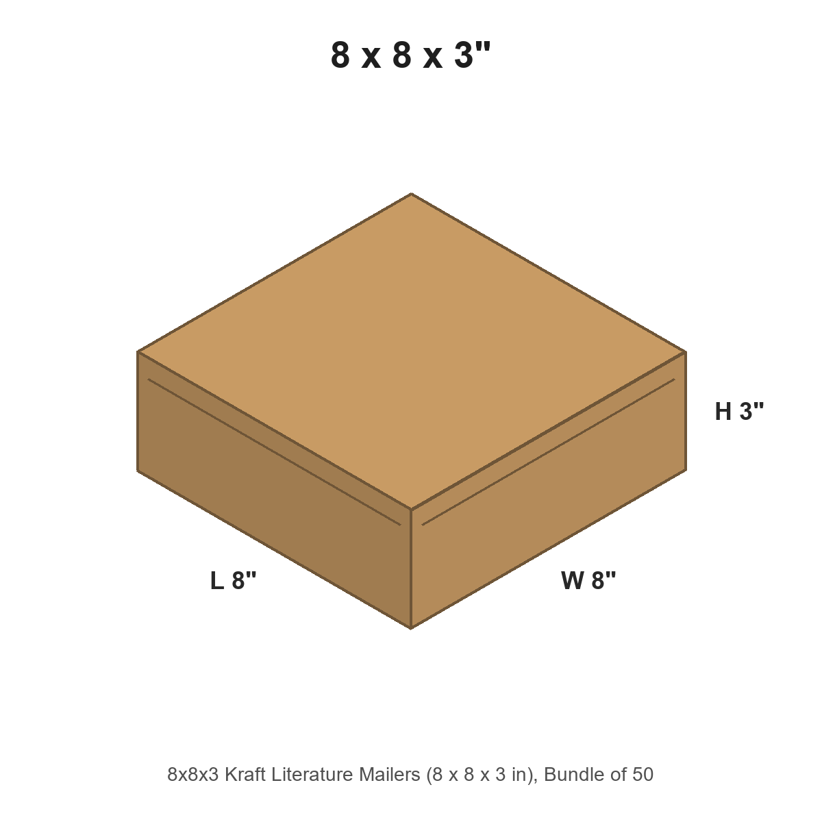 8x8x3 Kraft Literature Mailers