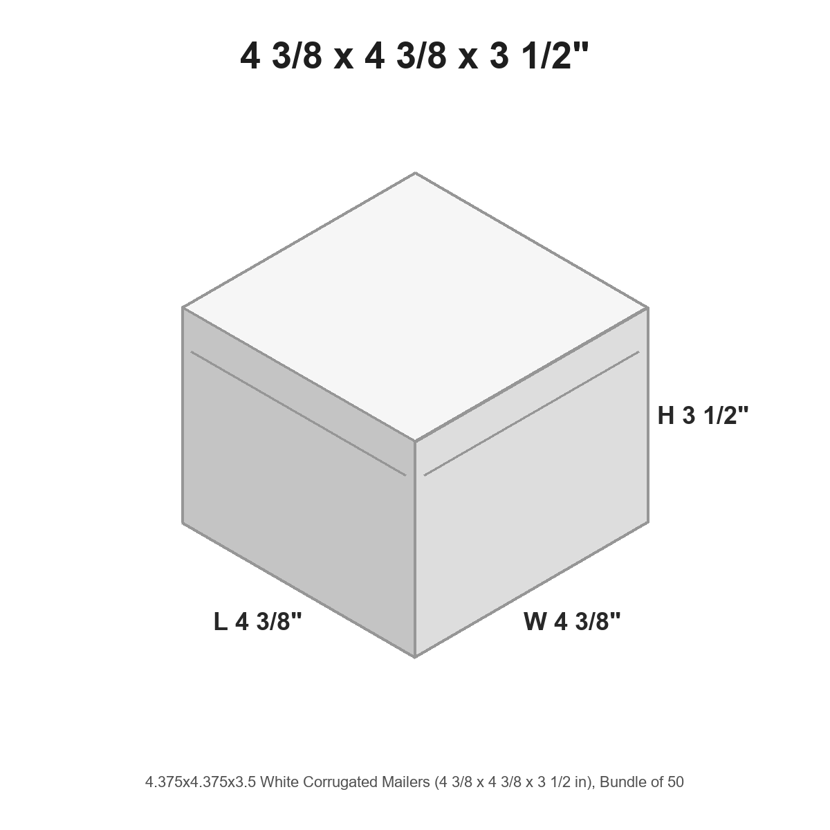 4.375x4.375x3.5 White Corrugated Mailers