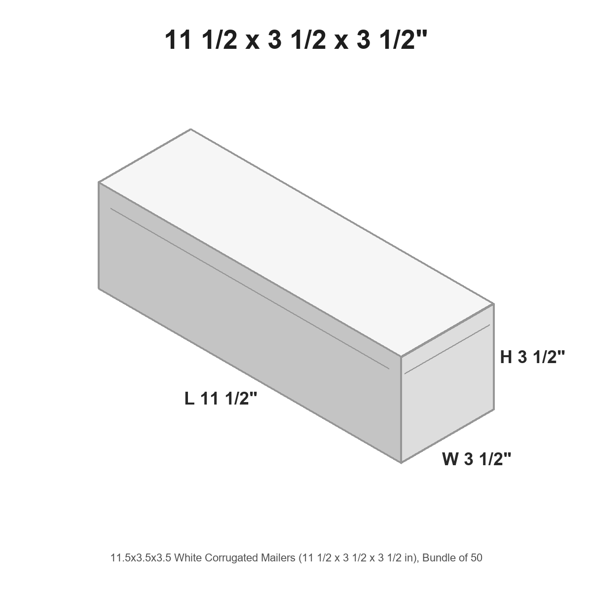 11.5x3.5x3.5 White Corrugated Mailers