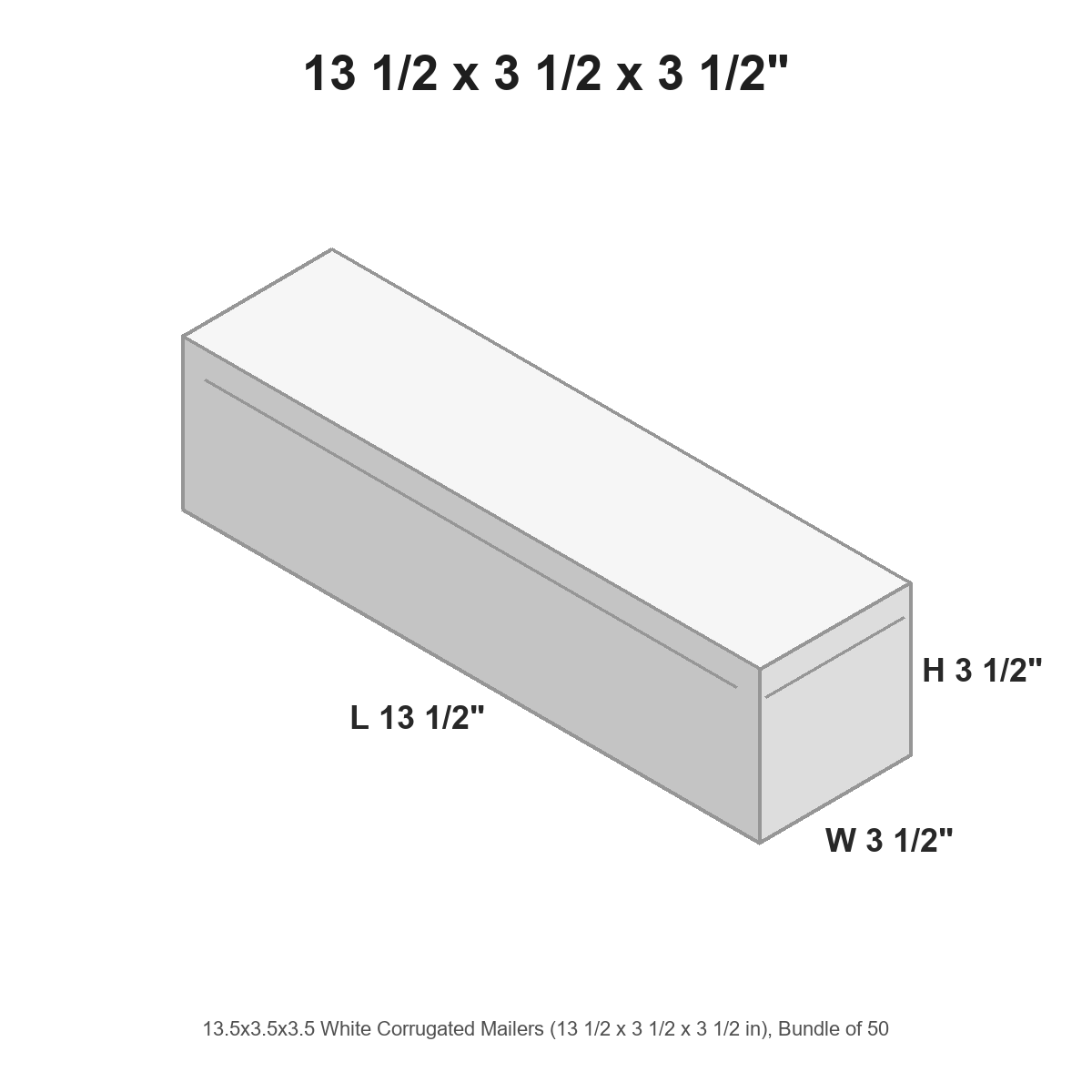 13.5x3.5x3.5 White Corrugated Mailers