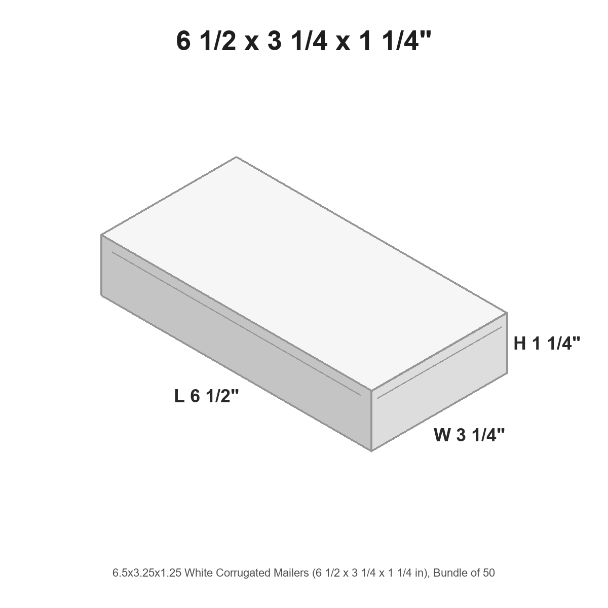 6.5x3.25x1.25 White Corrugated Mailers