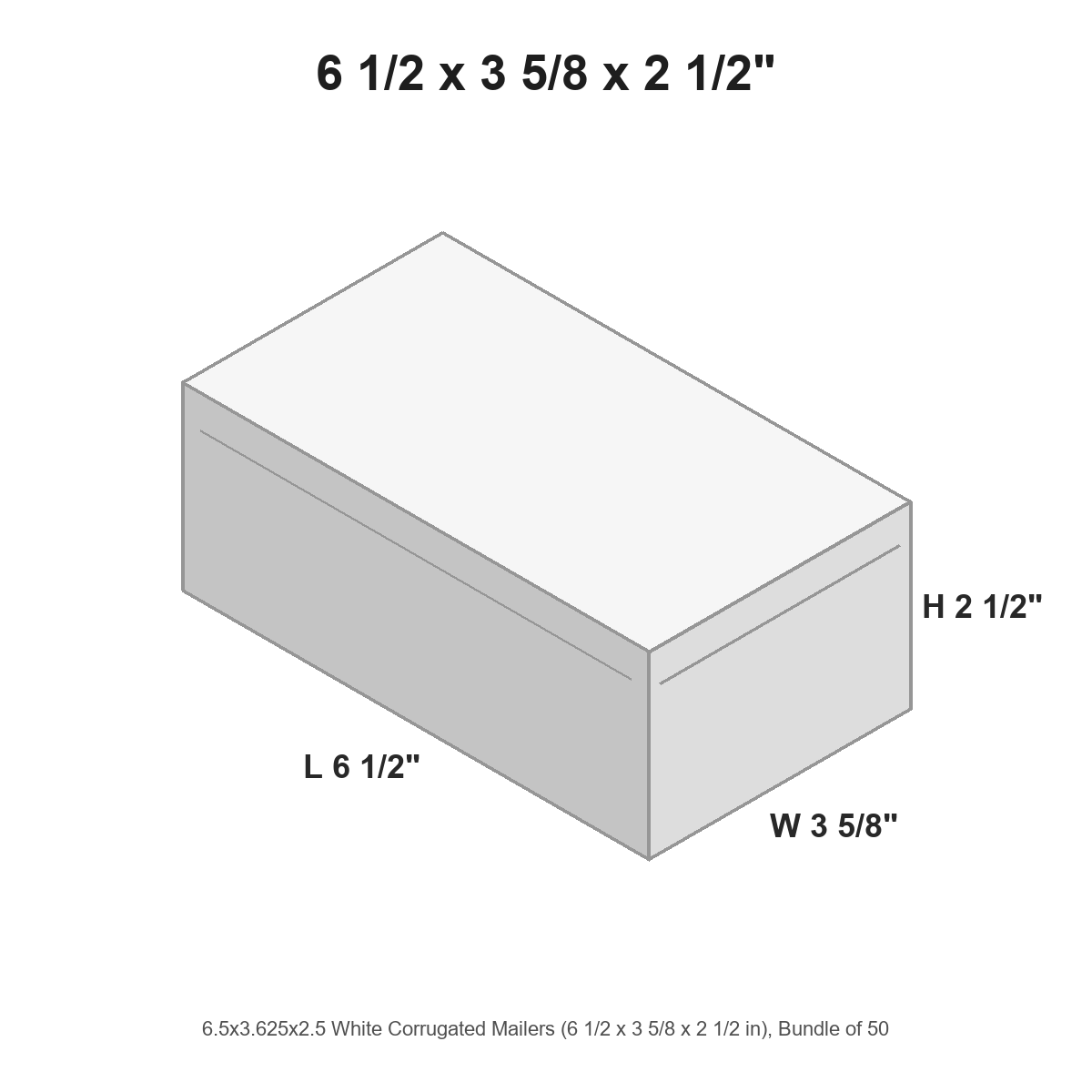 6.5x3.625x2.5 White Corrugated Mailers