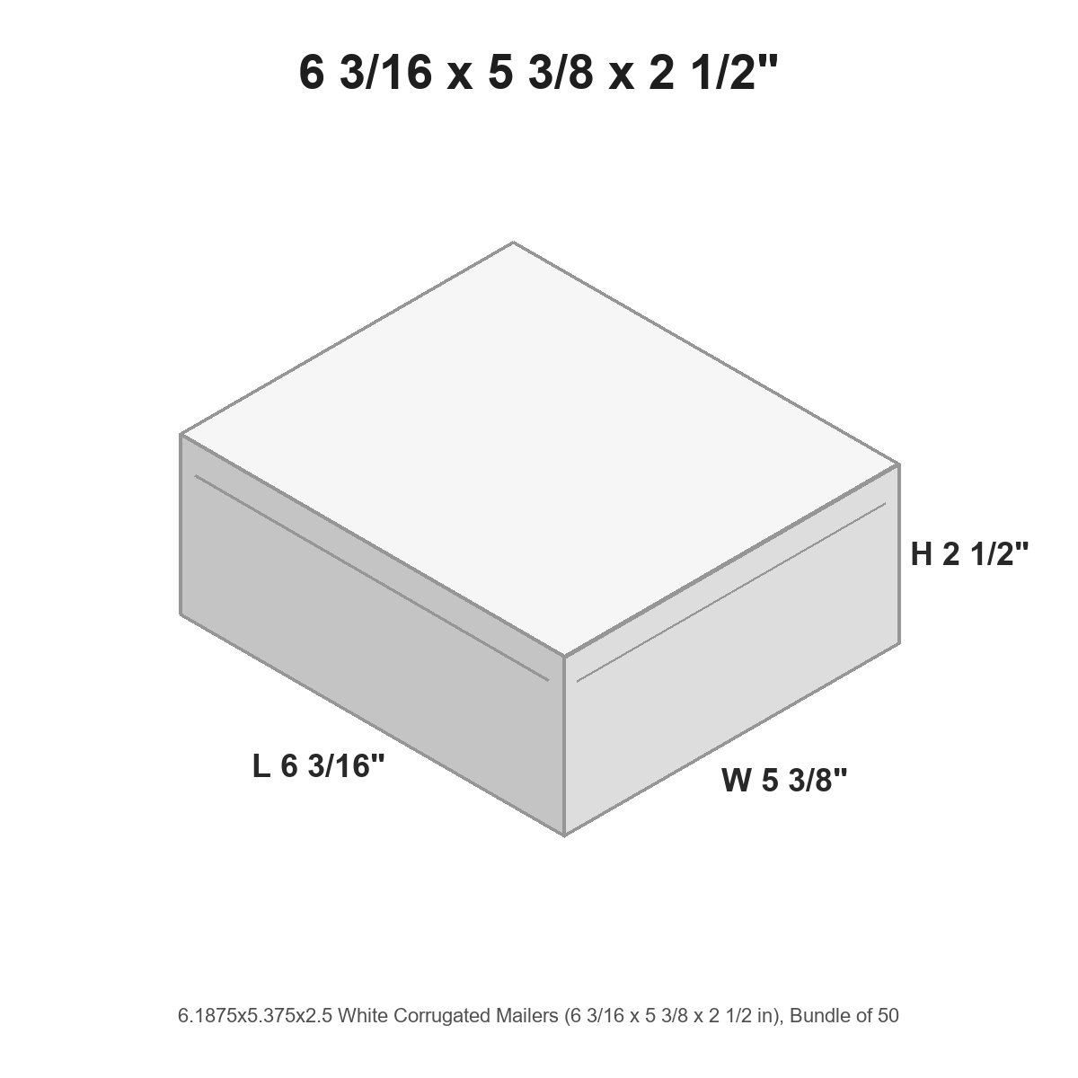 6.1875x5.375x2.5 White Corrugated Mailers