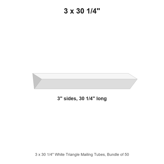 3 x 30 1/4" White Triangle Mailing Tubes