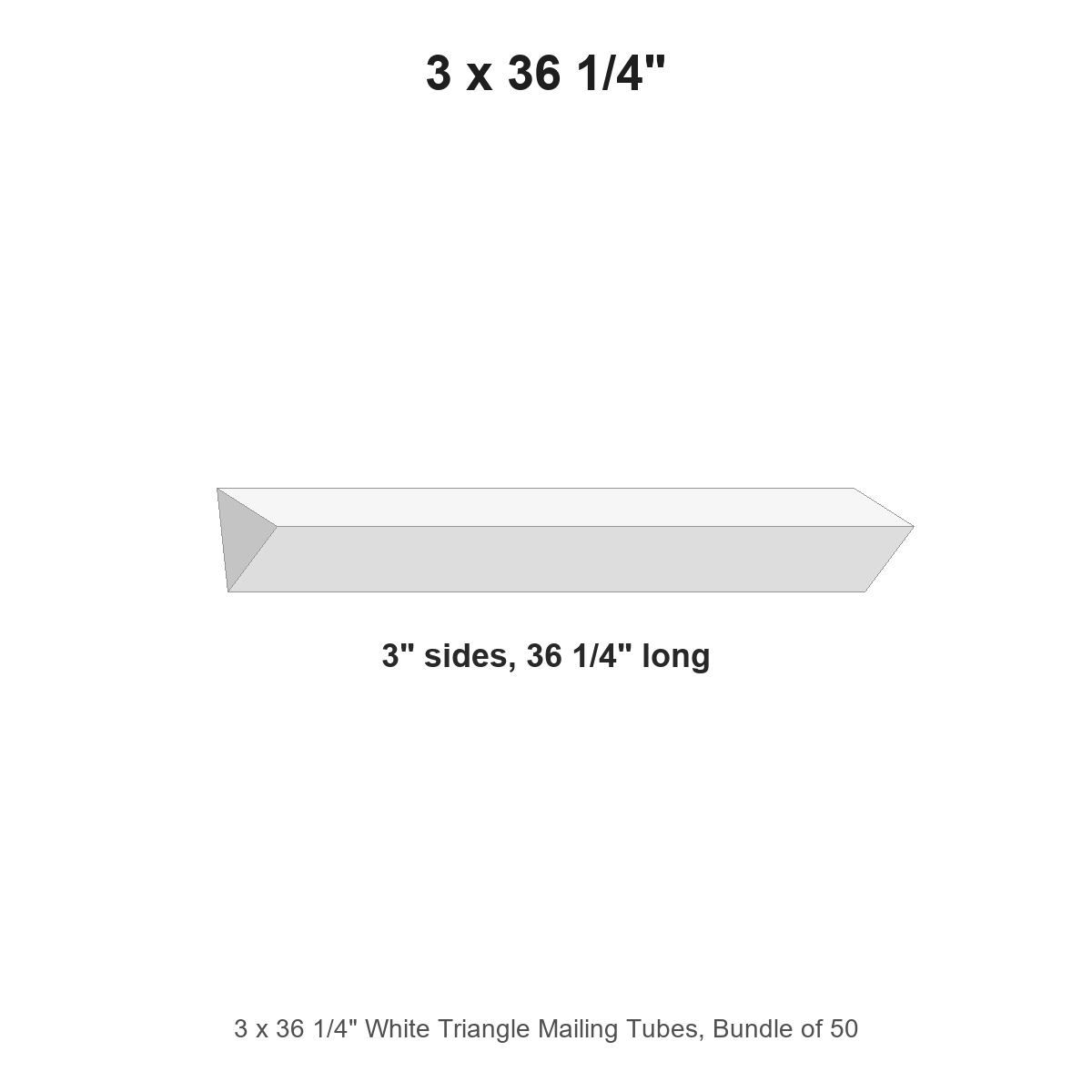 3 x 36 1/4" White Triangle Mailing Tubes