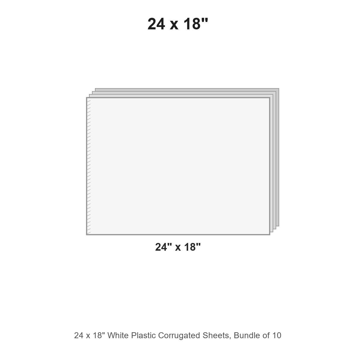 24 x 18" White Plastic Corrugated Sheets, Bundle of 10
