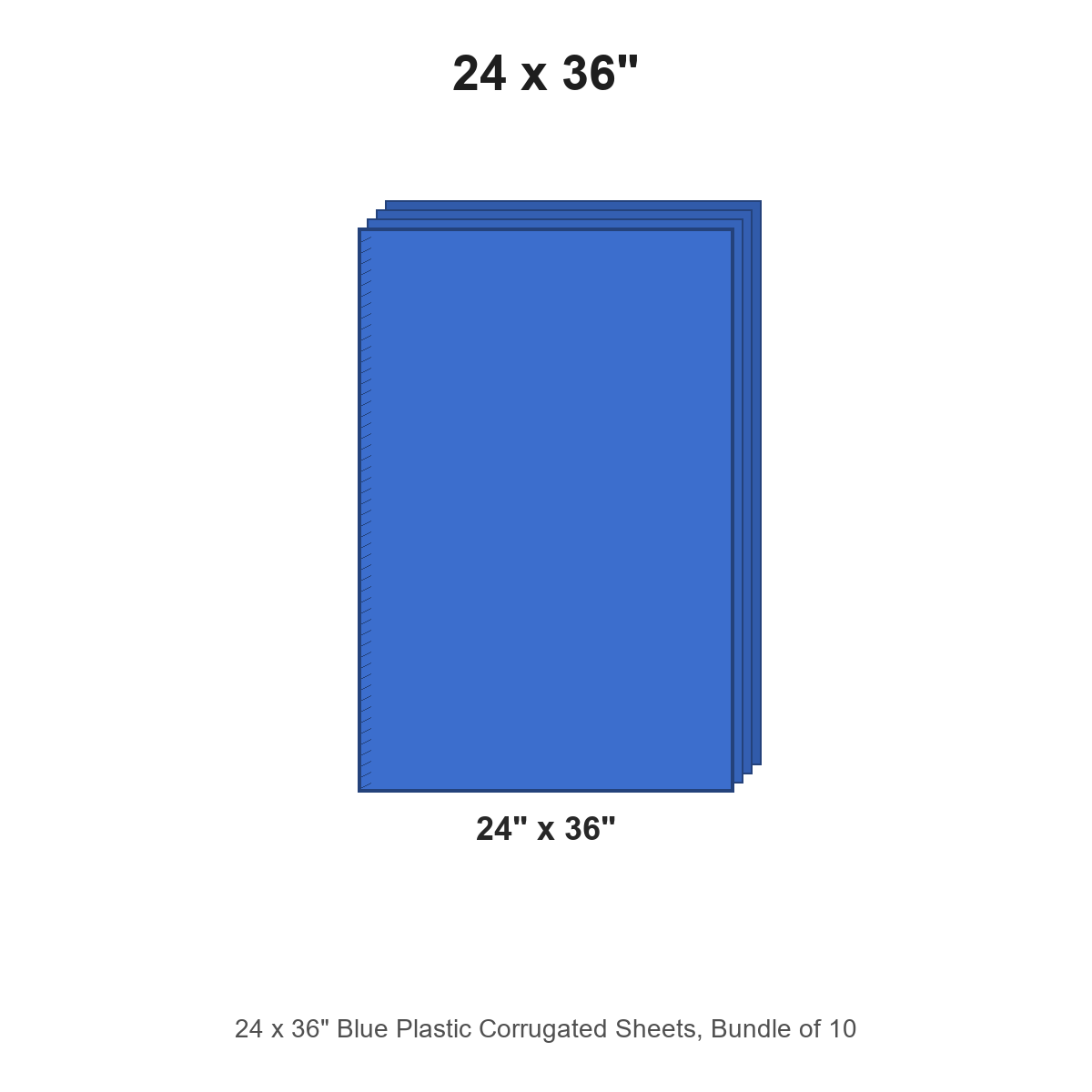 24 x 36" Blue Plastic Corrugated Sheets, Bundle of 10