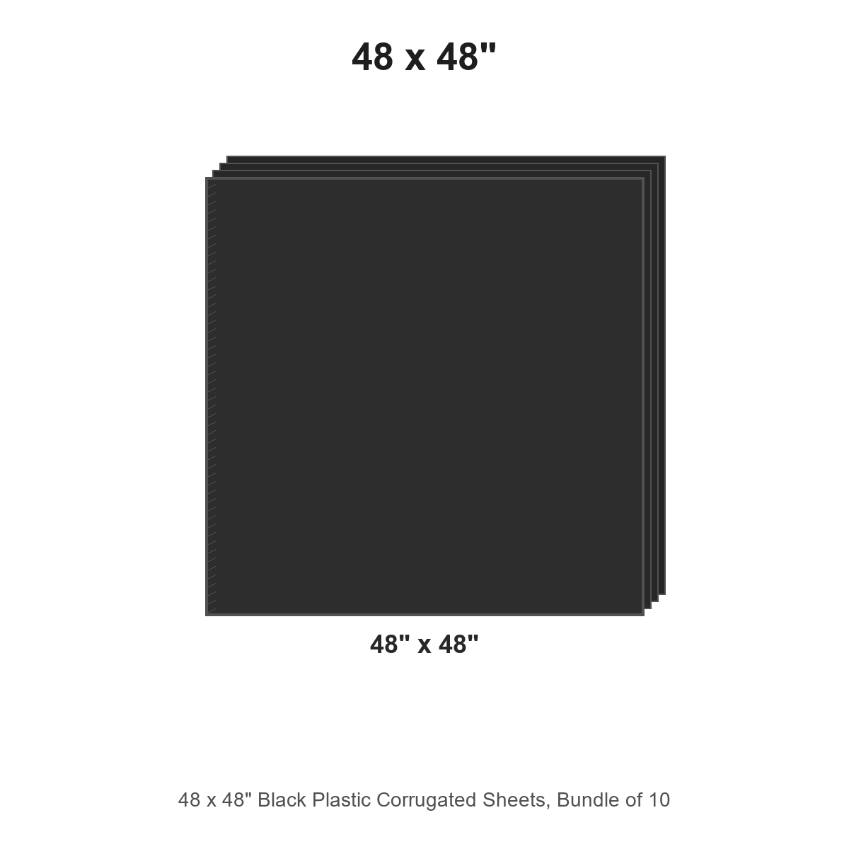48 x 48" Black Plastic Corrugated Sheets, Bundle of 10