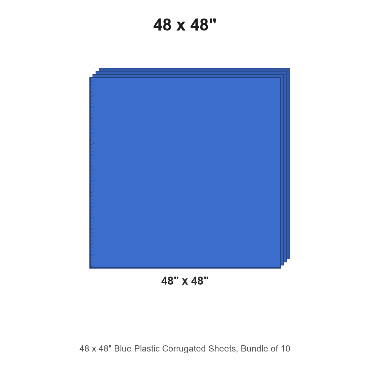 48 x 48" Blue Plastic Corrugated Sheets, Bundle of 10