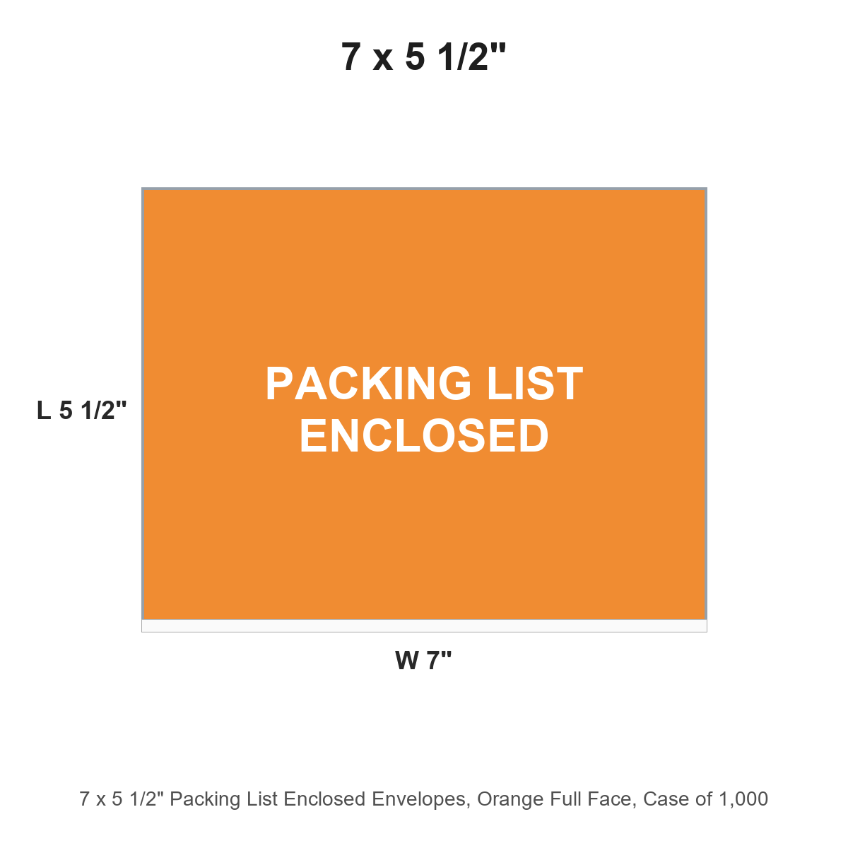 7 x 5 1/2" Packing List Enclosed Envelopes, Orange Full Face