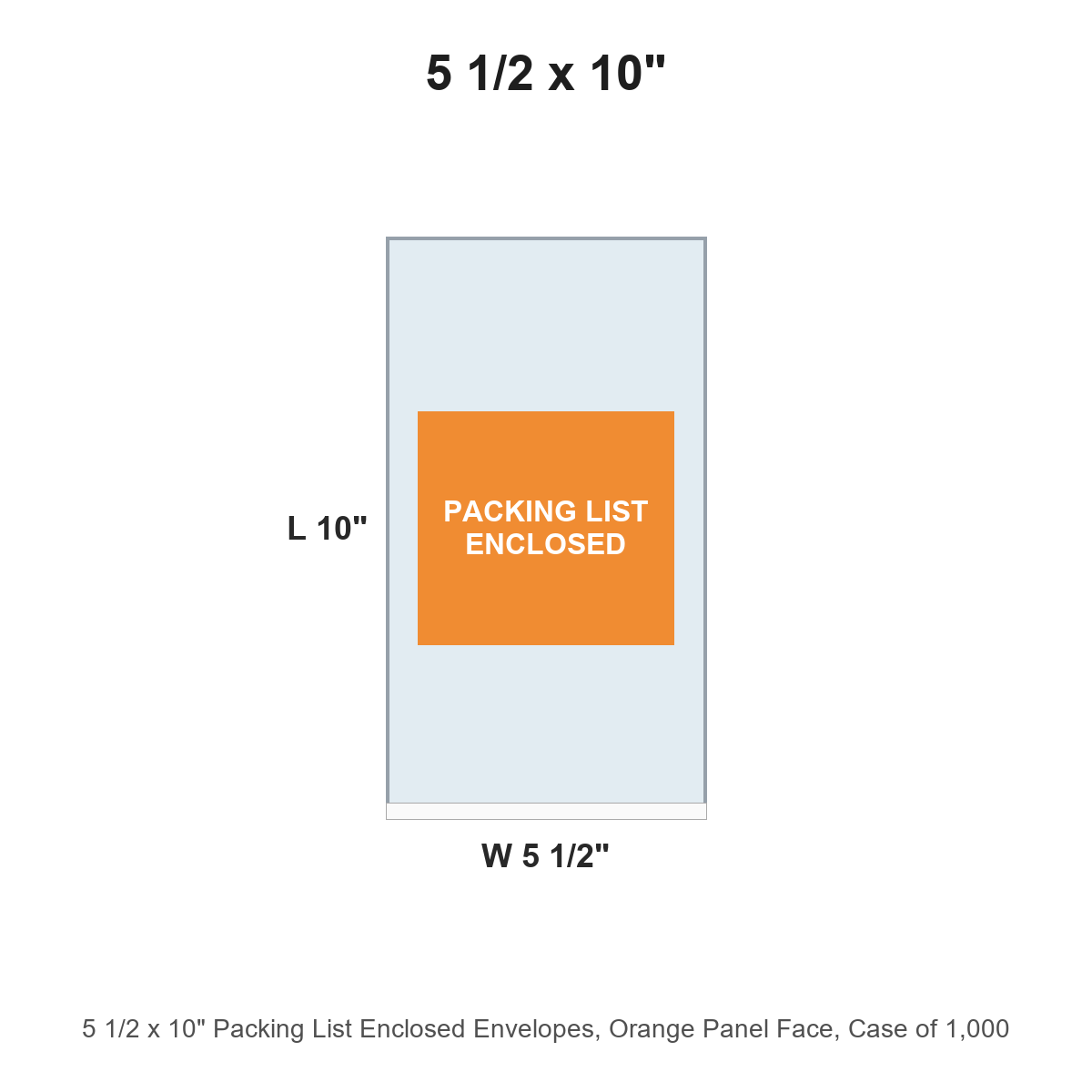 5 1/2 x 10" Packing List Enclosed Envelopes, Orange Panel Face