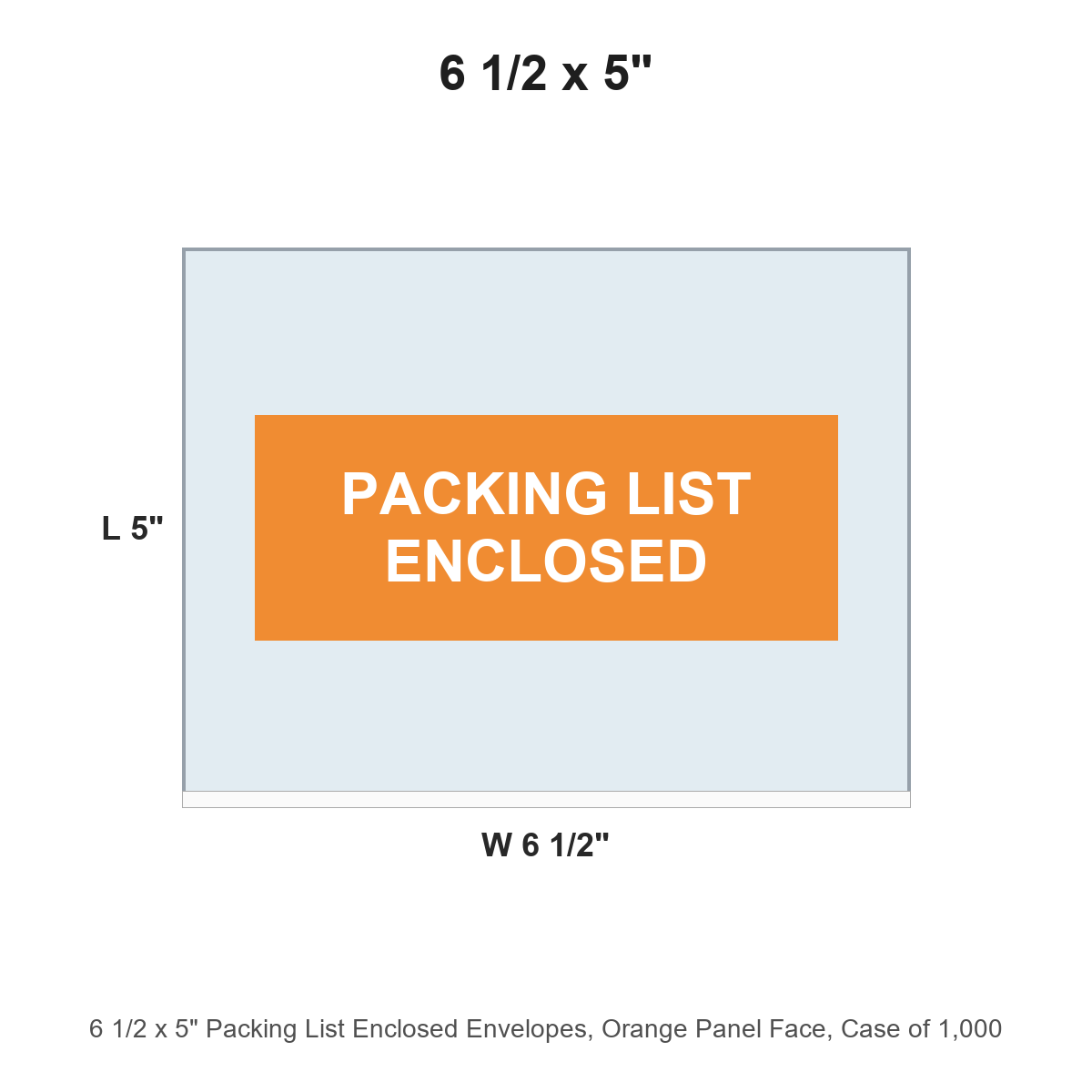 6 1/2 x 5" Packing List Enclosed Envelopes, Orange Panel Face