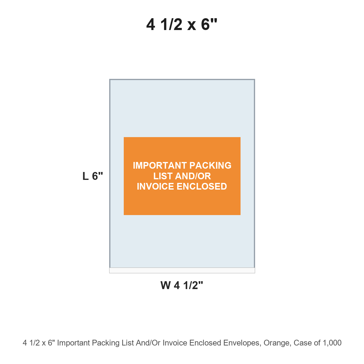 4 1/2 x 6" Important Packing List And/Or Invoice Enclosed Envelopes, Orange