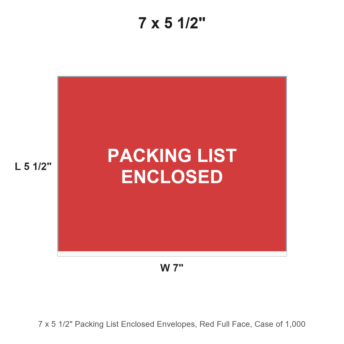 7 x 5 1/2" Packing List Enclosed Envelopes, Red Full Face