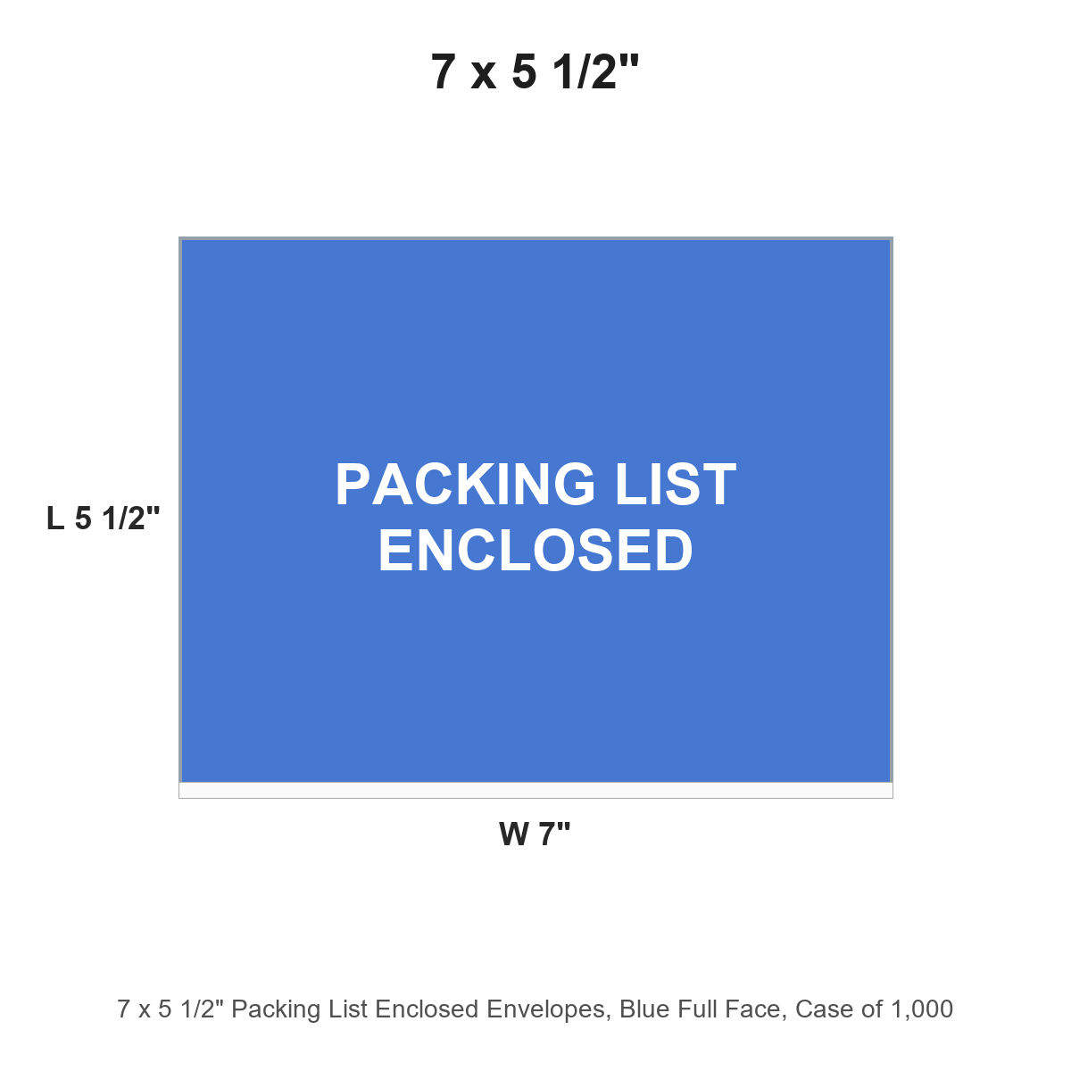7 x 5 1/2" Packing List Enclosed Envelopes, Blue Full Face