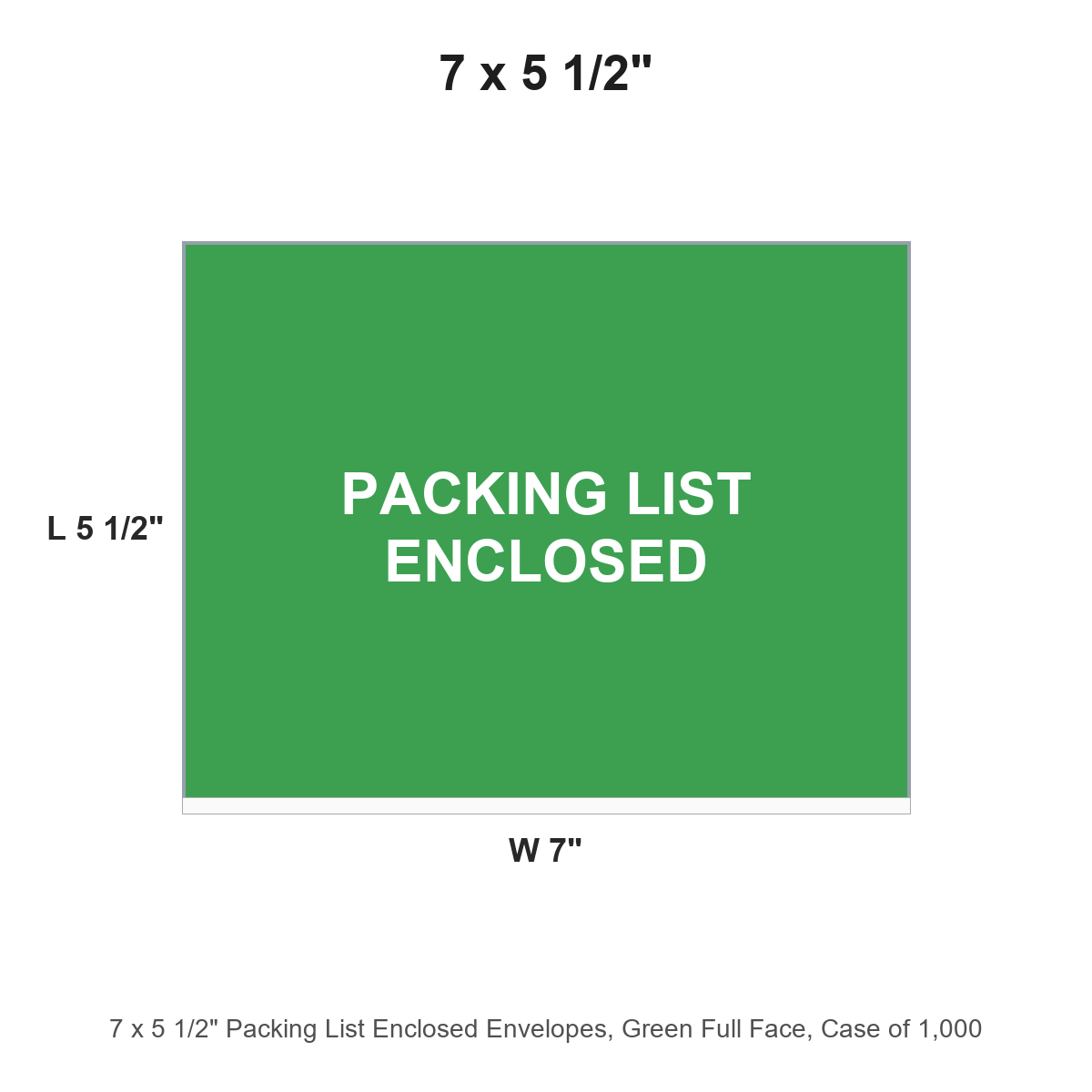 7 x 5 1/2" Packing List Enclosed Envelopes, Green Full Face