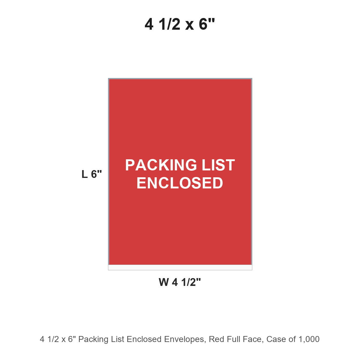 4 1/2 x 6" Packing List Enclosed Envelopes, Red Full Face