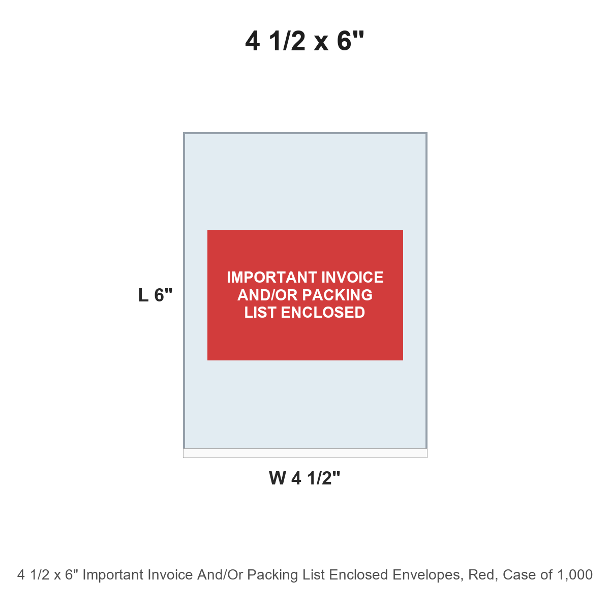 4 1/2 x 6" Important Invoice And/Or Packing List Enclosed Envelopes, Red