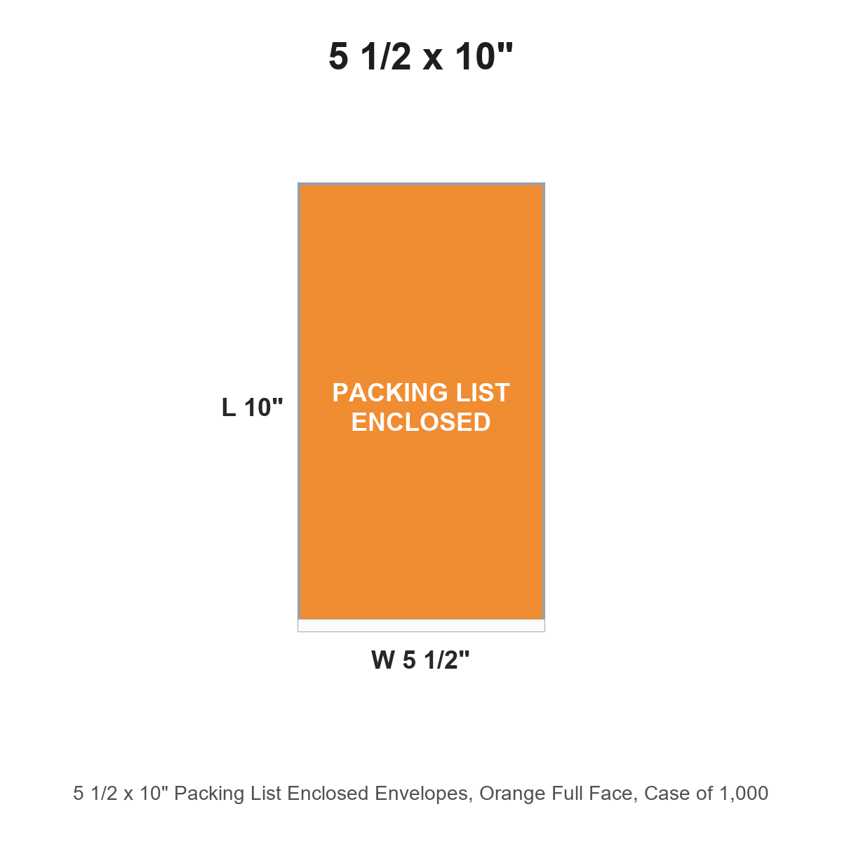 5 1/2 x 10" Packing List Enclosed Envelopes, Orange Full Face