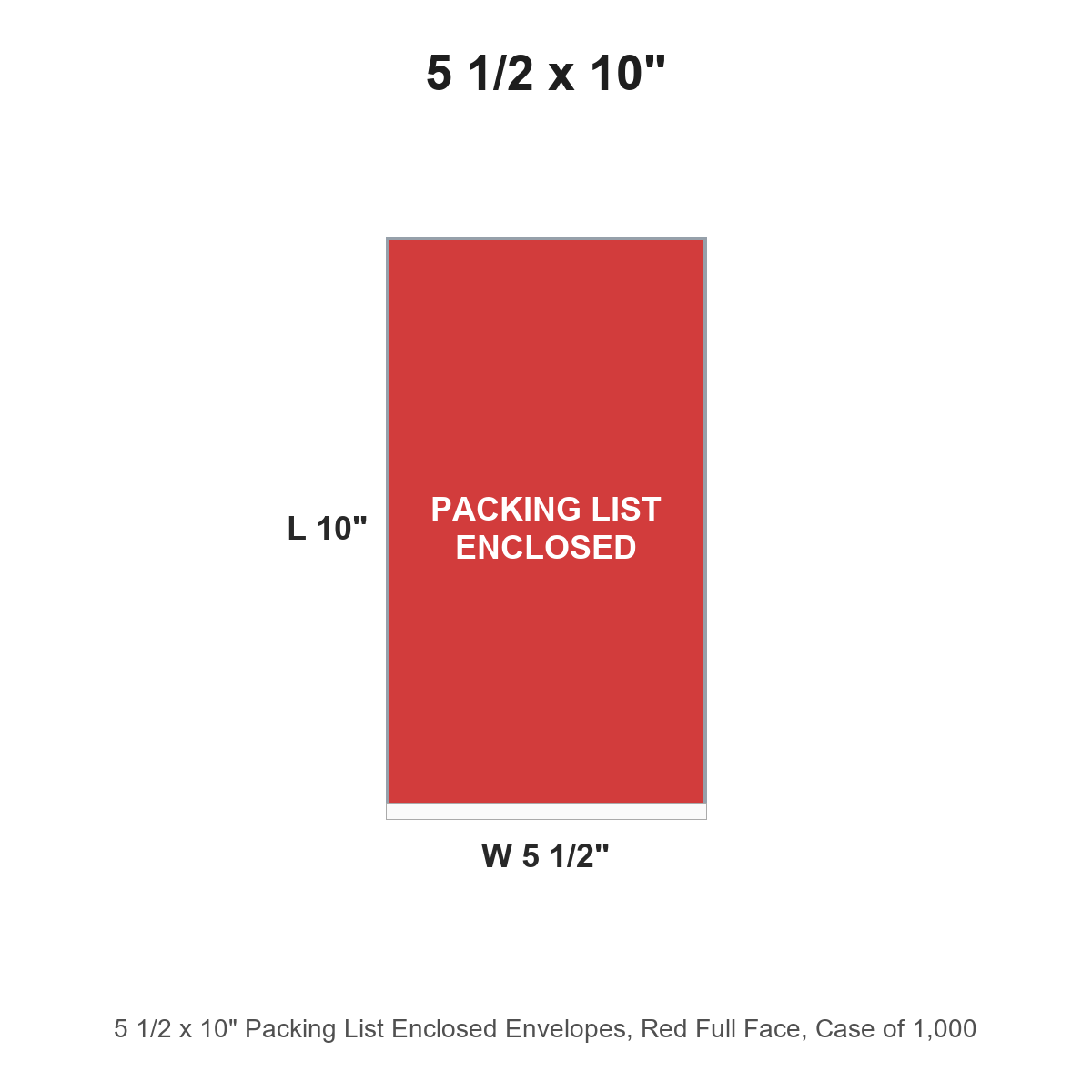 5 1/2 x 10" Packing List Enclosed Envelopes, Red Full Face
