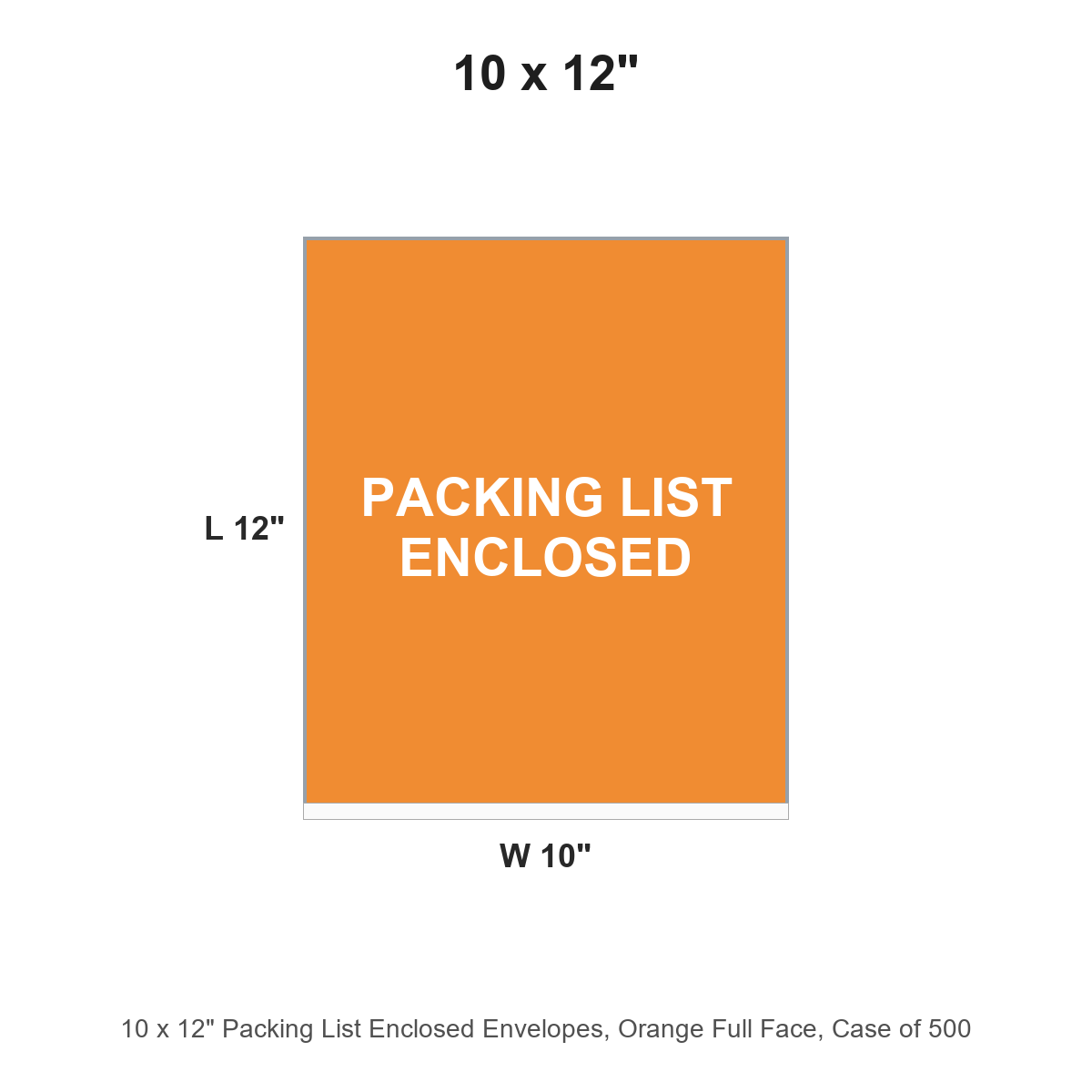 10 x 12" Packing List Enclosed Envelopes, Orange Full Face