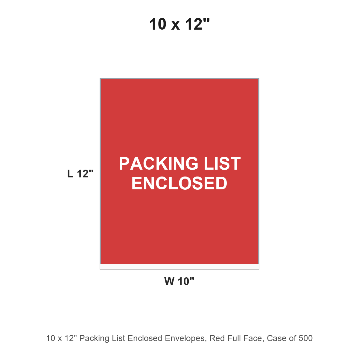 10 x 12" Packing List Enclosed Envelopes, Red Full Face