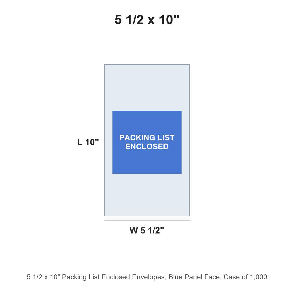 5 1/2 x 10" Packing List Enclosed Envelopes, Blue Panel Face
