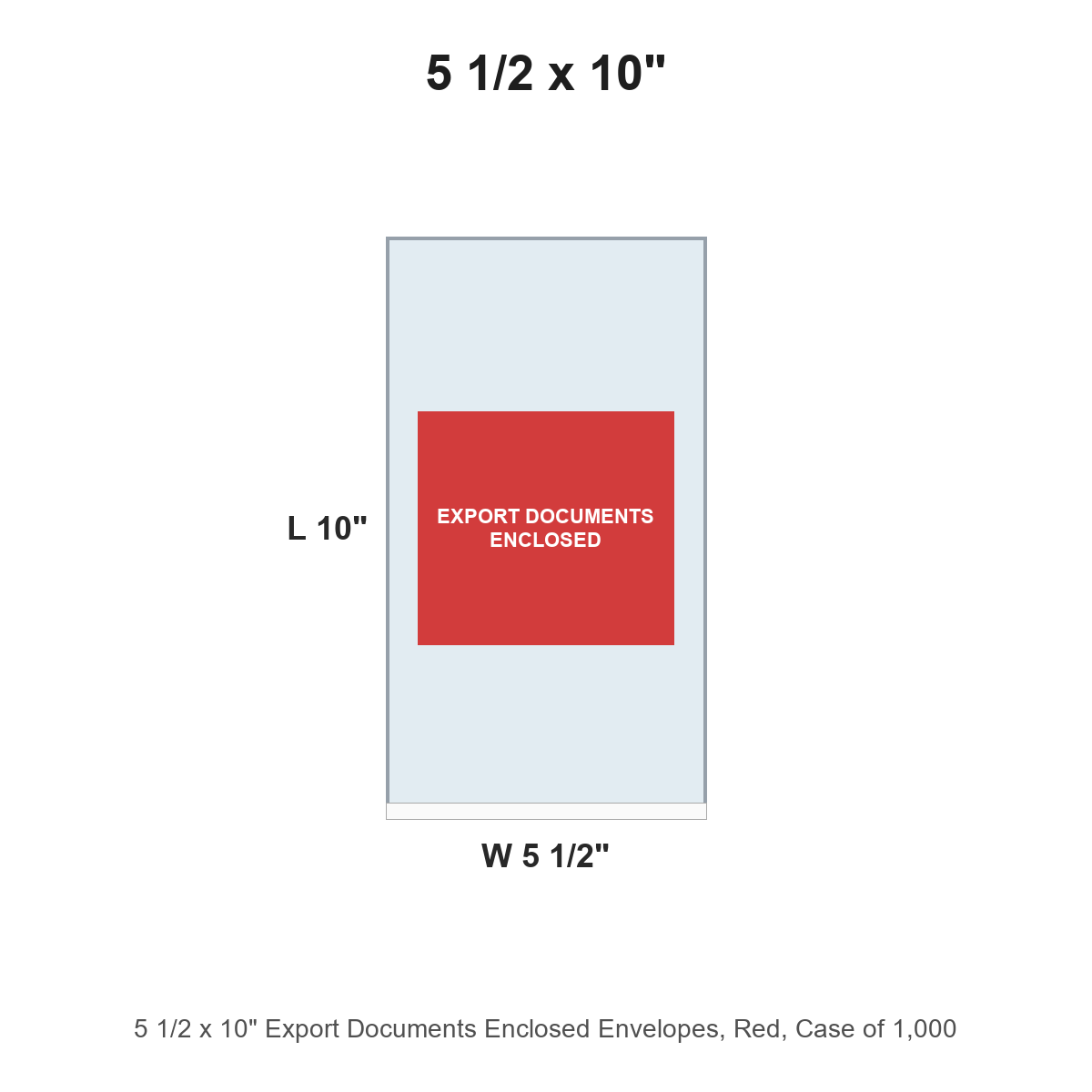 5 1/2 x 10" Export Documents Enclosed Envelopes, Red