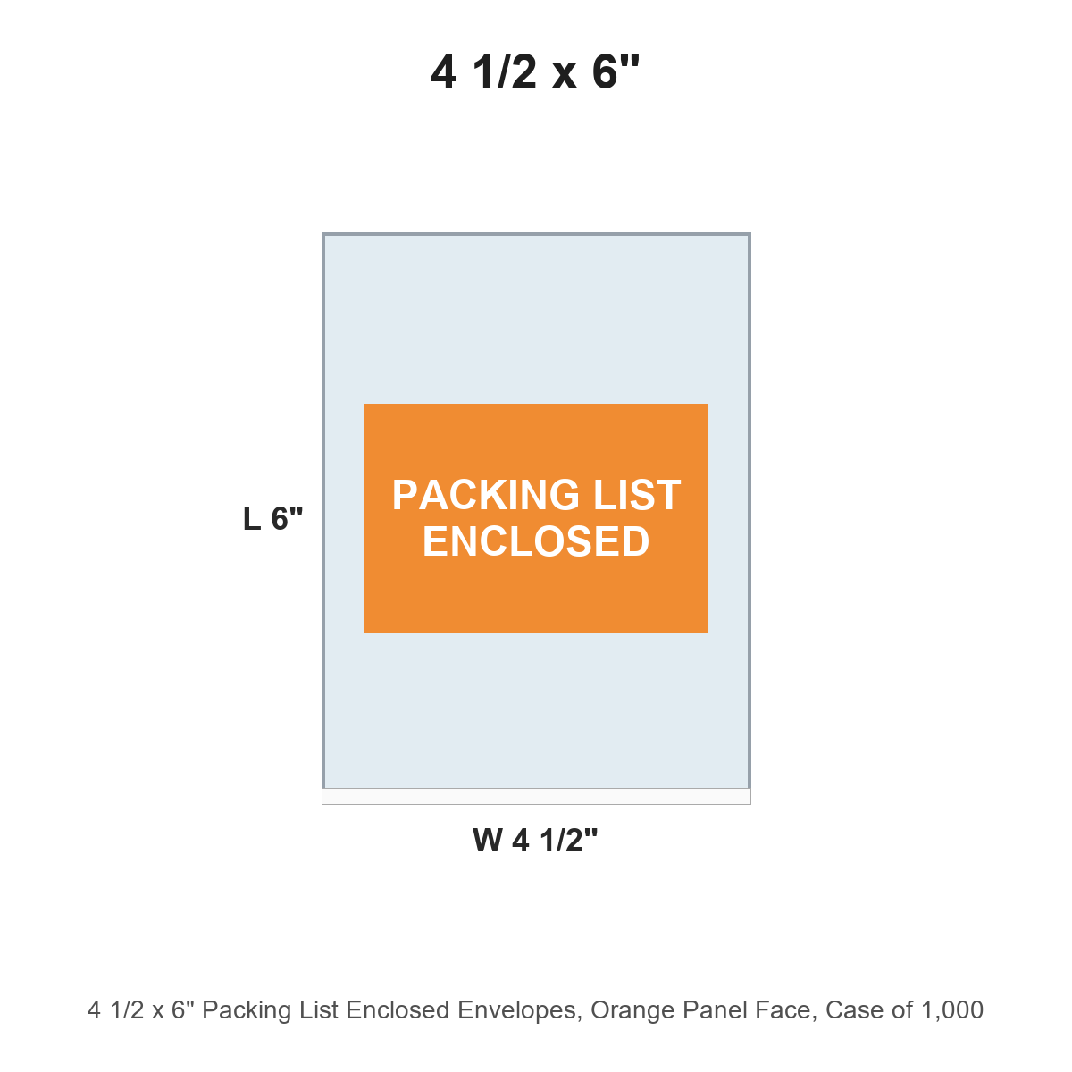 4 1/2 x 6" Packing List Enclosed Envelopes, Orange Panel Face
