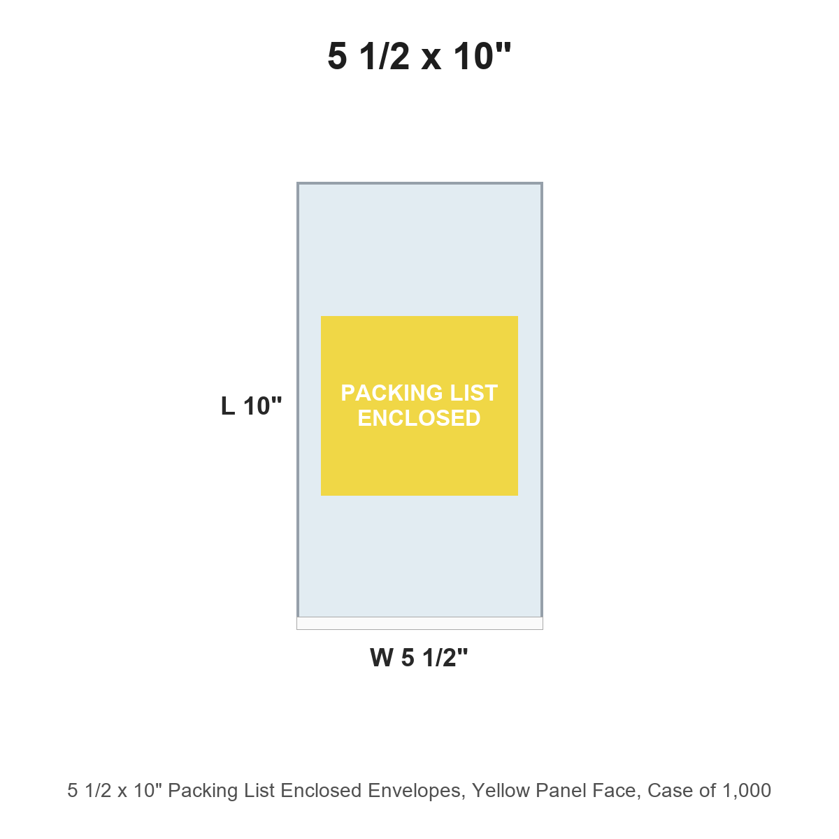 5 1/2 x 10" Packing List Enclosed Envelopes, Yellow Panel Face