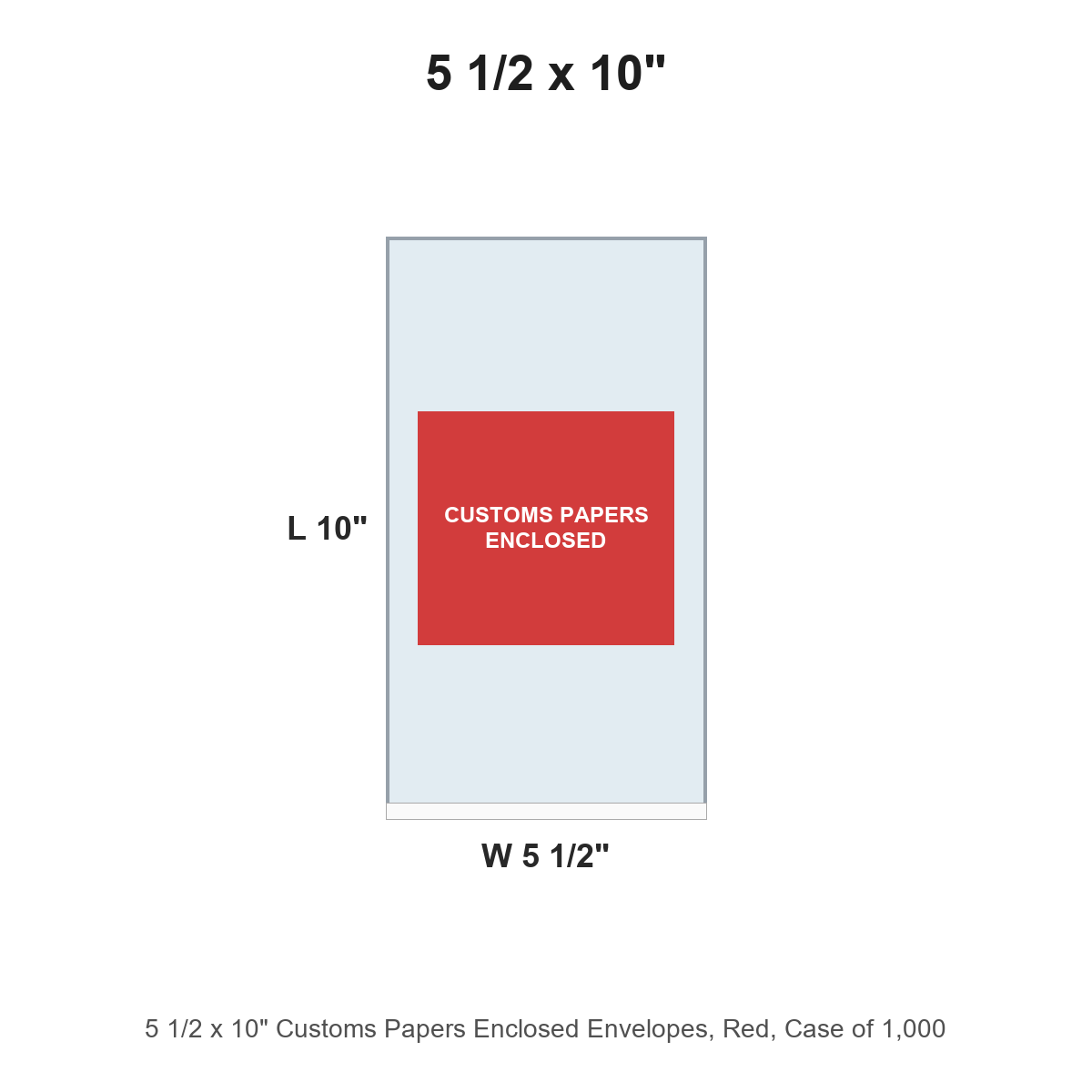 5 1/2 x 10" Customs Papers Enclosed Envelopes, Red