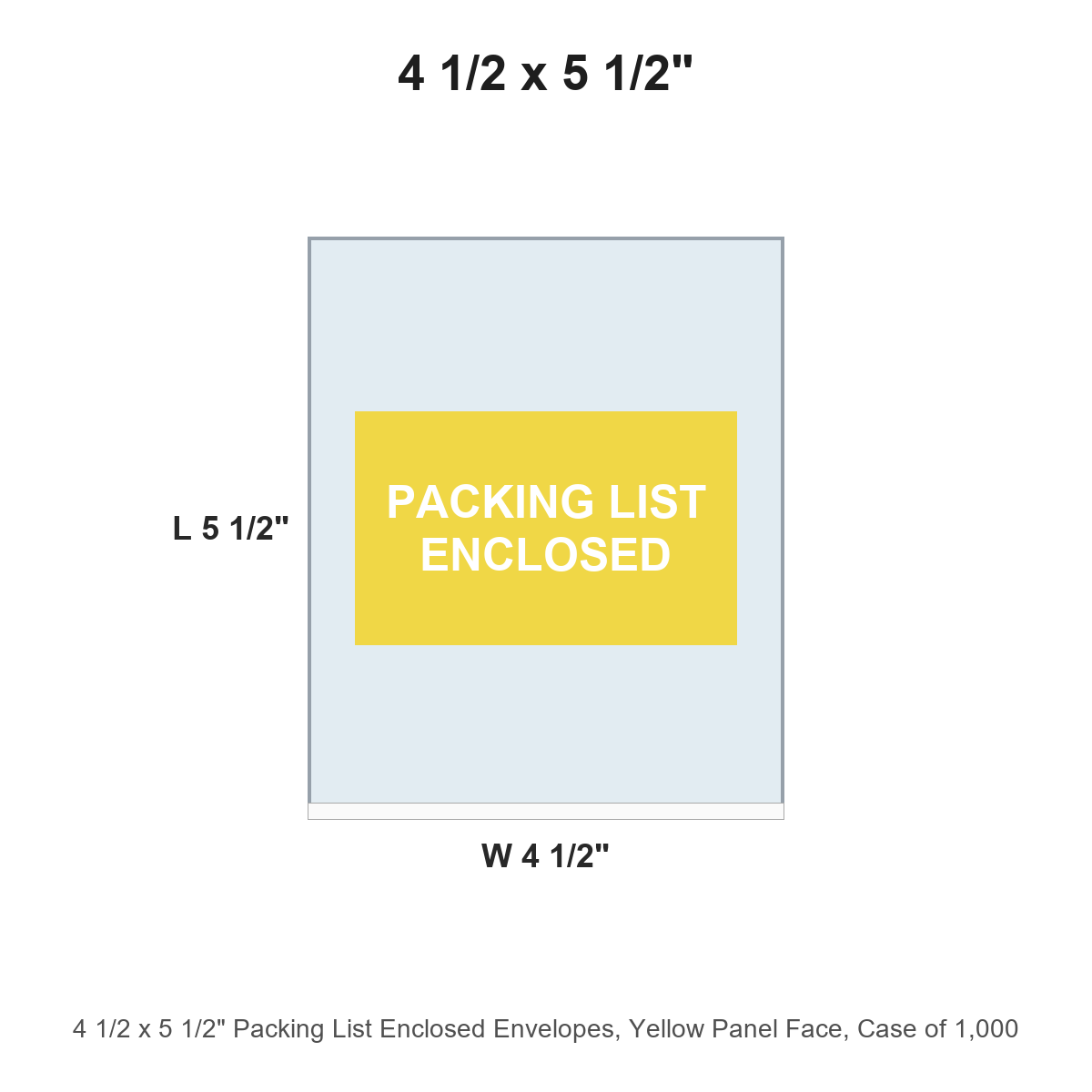 4 1/2 x 5 1/2" Packing List Enclosed Envelopes, Yellow Panel Face